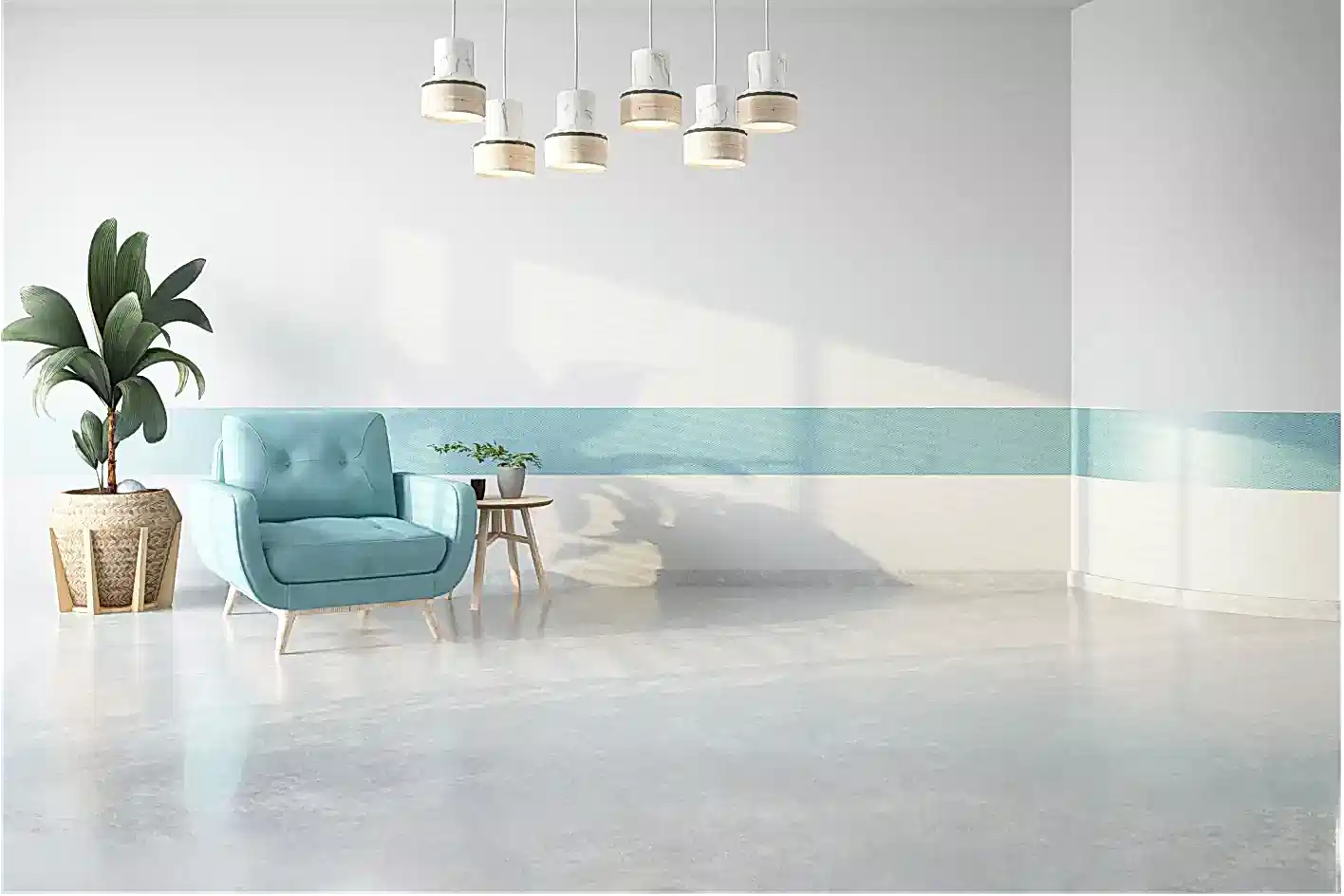 Duvar kağıdı uygulaması yapılan modern bir oturma odası