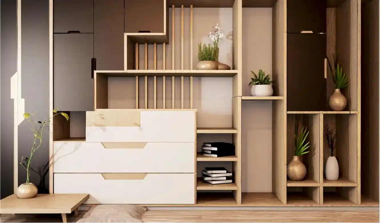 Modern tasarım antrasit renkli özel ölçü gömme dolap ve yatak odası mobilyası