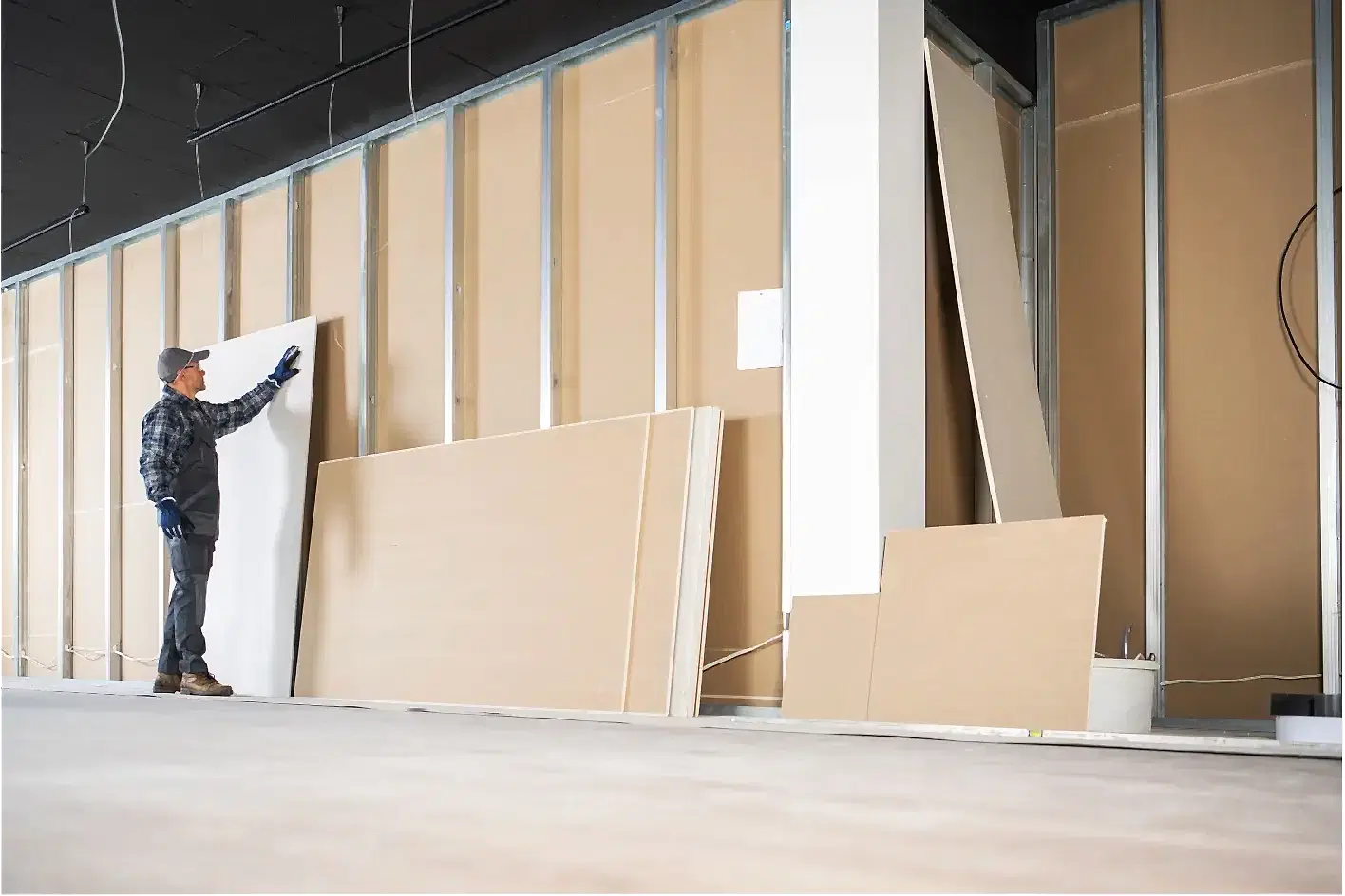 Taşyünü dolgulu ses yalıtımlı duvar yapım aşaması